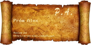 Prém Alex névjegykártya